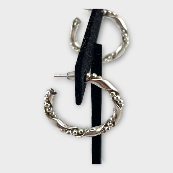 Silver-Tone Twisted Hoop Post Earrings - Picture 1 of 7